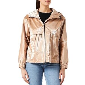 Geox Metallic Beige Hooded Zip Jacket